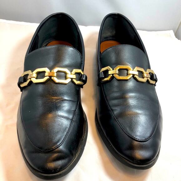 H&M Black Loafers with Gold Chain Detail - Picture 1 of 8
